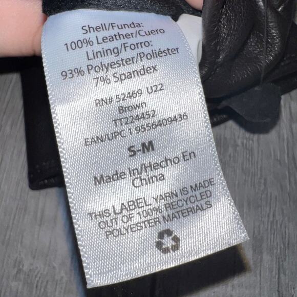 Nwot Leather Quilted Fleece Lined Gloves Dark Brown Women’s Small-Medium - Picture 4 of 5